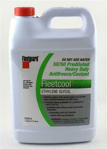 Fleetguard CC8974 Coolant Antifreze Green 50/50 Heavy Duty (3 Gallons Pack)